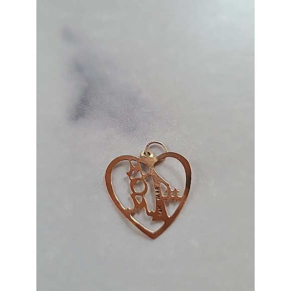 14K Gold Cut Out #1 Mom Heart Pendant/ Signed MBR - Picture 4 of 9